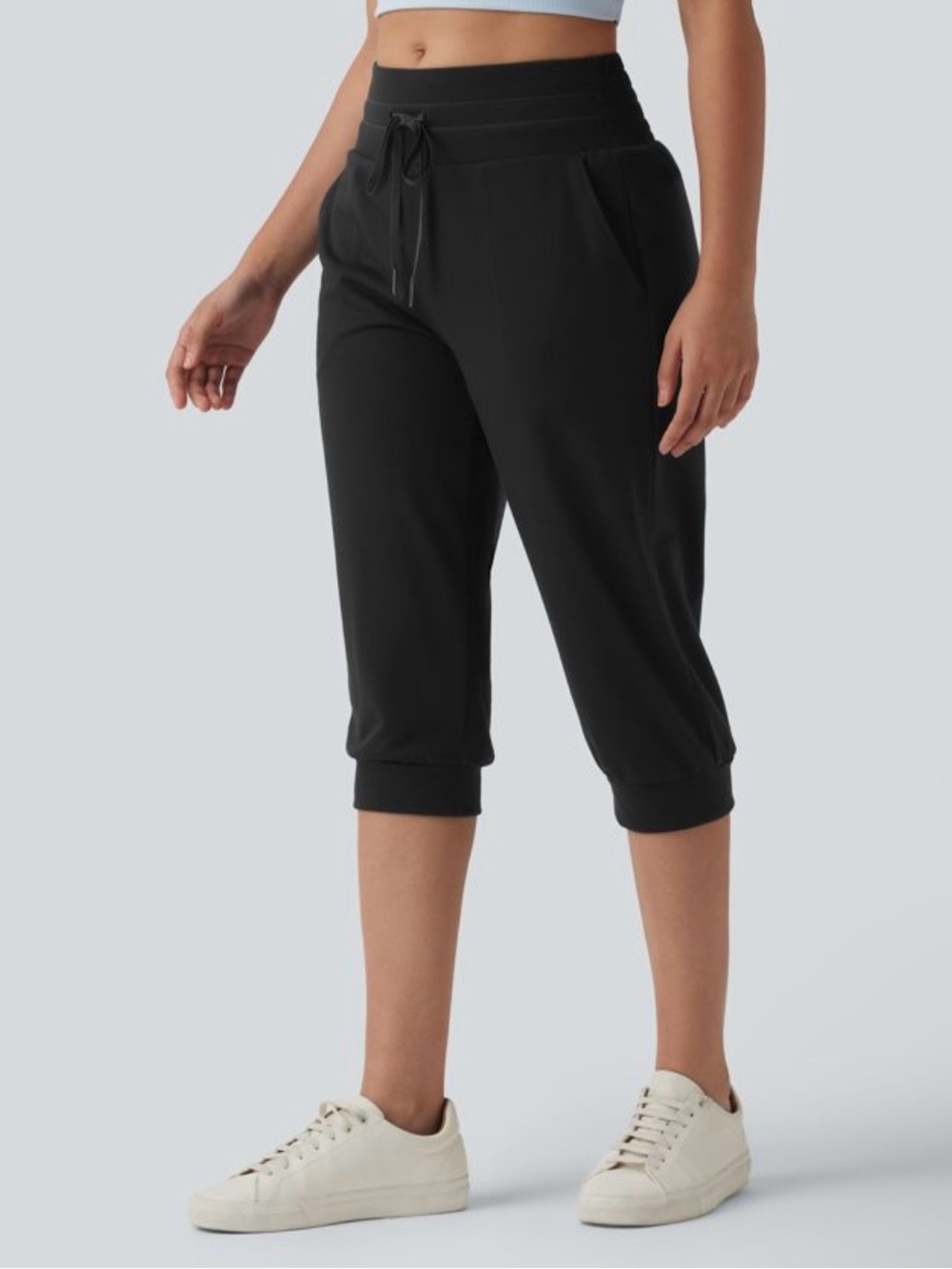 Halara Black Cropped Drawstring Jogger Pants - Women